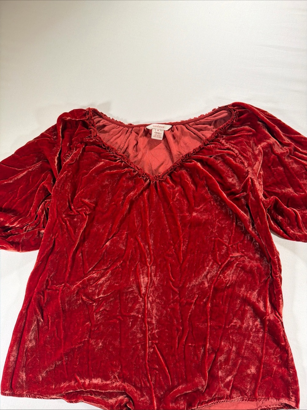 Sundance Velvet Red V-Neck Blouse